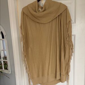 MICHAEL Michael Kors Tan Fringe Cowl Neck Top